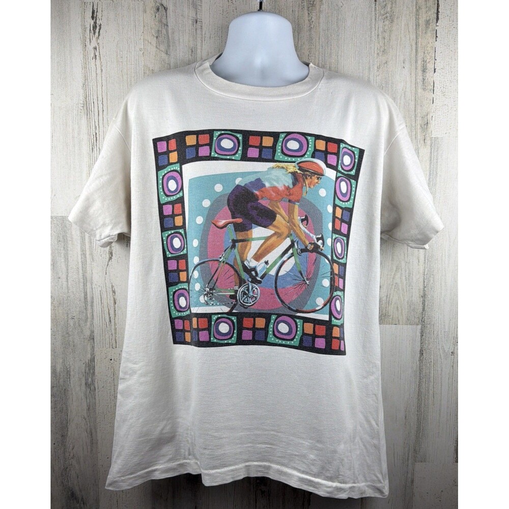 Vintage 90s S.P.A. Distressed Bicycle Cycling T-Shirt XL (23”x29”)
